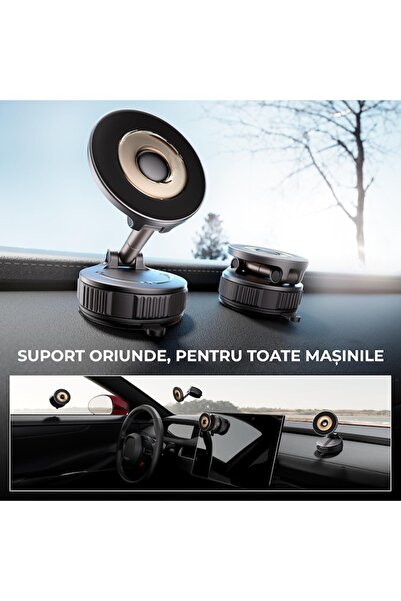 miraza Magnetic MagSafe and universal car mount, Vacuum Suction Cup with Lock, Anti-Vibration, Ring Included