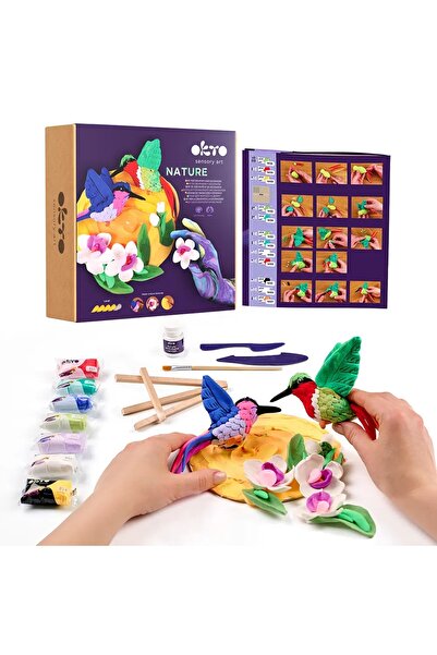 OKTO Set pictura 3D cu argila usoara, Nature - Hummingbirds