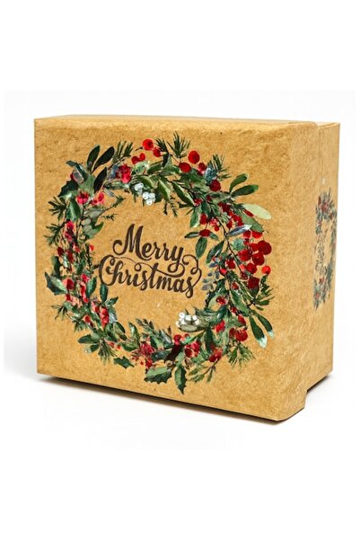OEM Christmas gift box, square with detachable lid, wreath design, 9.5 x 9.5 ...