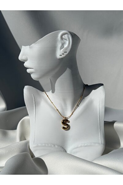 NB STEELORA قلادة بالون ذهبية اللون على شكل حرف من الفولاذ