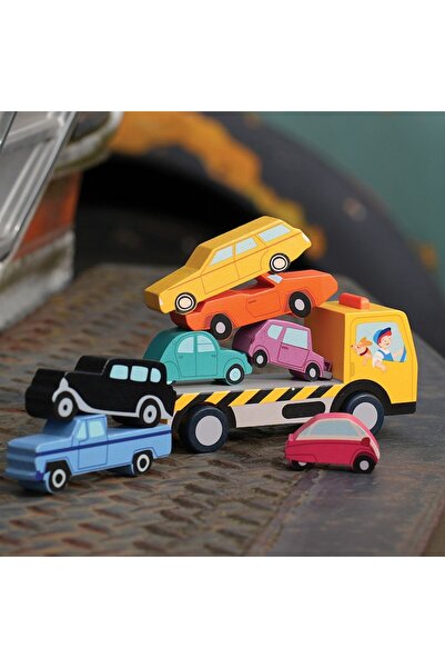 Tender Leaf Toys Masinute suprapuse, din lemn premium - Stacking Cars -