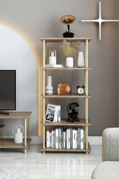 MERVİNG Moderen Tarz 5 Katlı Kitaplık Salon ve Ofis Düzenleyici