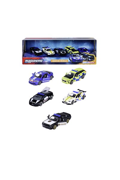 Simba Majorette set 5 masinute de politie metalice rescue world 7.5cm