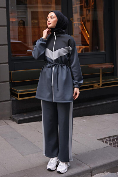 Balenbi Women's Scuba Fabric Drawstring Waist Belted Hijab Set 1123