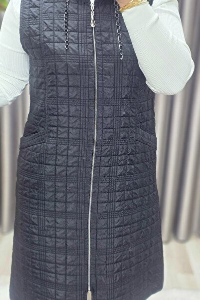 Elmas Tesettür Kadın Giyim Büyük Beden 4031 Kapıtone Dik Cep Yelek