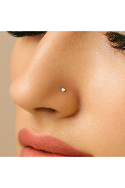 Heppii L Model Düşmeyen Çelik Hızma 3 mm taşlı Tektaş Burun Piercingi