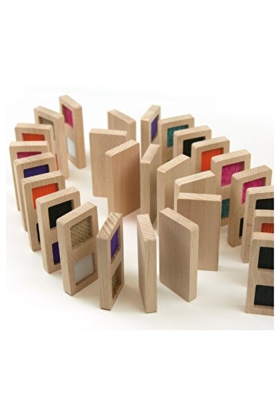 ANDREU TOYS Joc domino din lemn, diverse texturi,