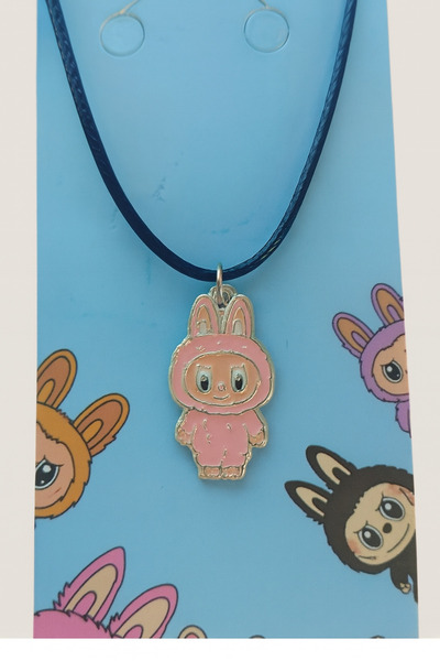 Srctech Labubu Pembe Kolye Seti Hediyelik Kolye