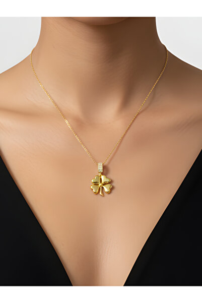 TURBİJ Dört Yapraklı Yonca Şeklinde Çelik Kolye