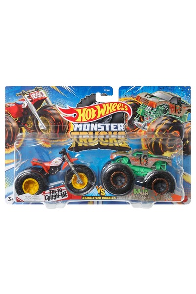 mattel Sada monster trucků 2 auta v měřítku 1:64 Tri To Crush Me a Baja Buster