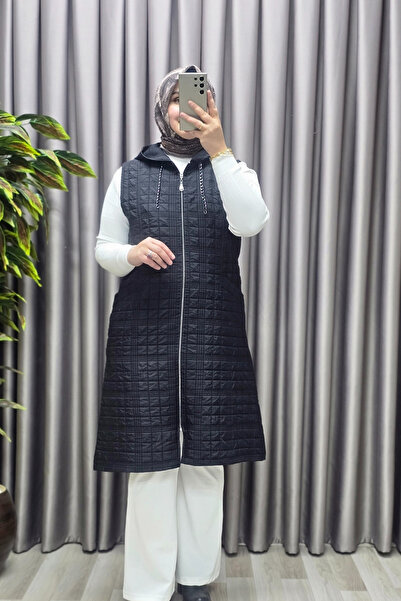 Elmas Tesettür Kadın Giyim Büyük Beden 4031 Kapıtone Dik Cep Yelek