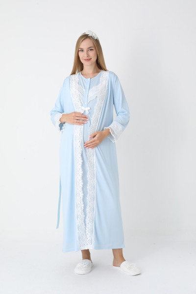 Lohussa Γυναικείο Σετ Νυχτικό Μακρυμάνικο Χειμερινό Σετ Νυχτικό Μητρότητας με...