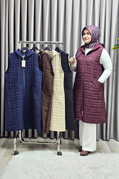 Elmas Tesettür Kadın Giyim Büyük Beden 4031 Kapıtone Dik Cep Yelek