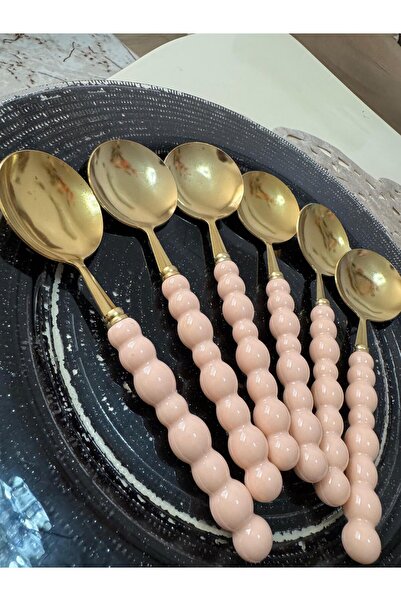 PerottiHome Pearl Colored Beaded Gold Tablespoon 6 Pieces