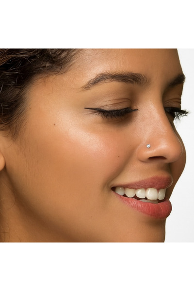 Heppii L Model Düşmeyen Çelik Hızma 2 mm taşlı Tektaş Burun Piercingi