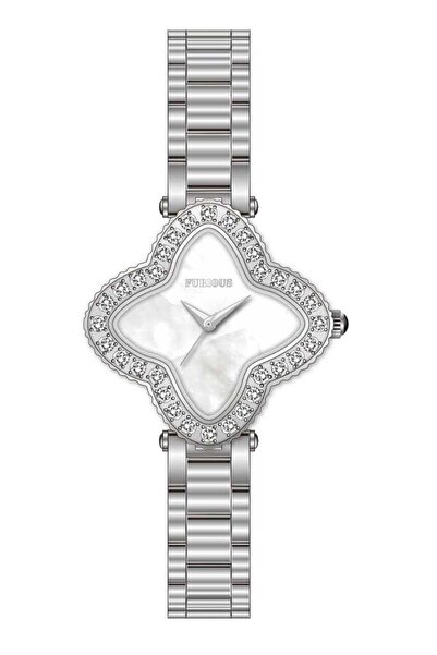 Furious Silver Clover-Design Watch Studded with Diamonds – Natural Mother-of-Pearl Dial