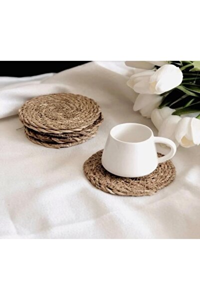 Butik Center Natural Wicker Coaster Set of 6 – Hand Knitted Supla Style Decorative Coaster