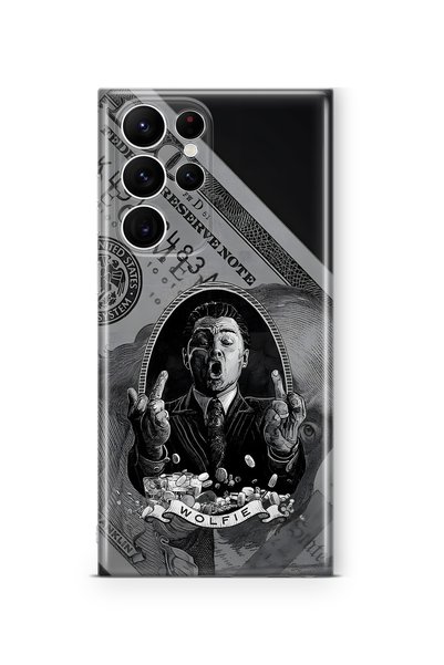 FLAMENKO Samsung Galaxy S23 Ultra Compatible Wolfie Patterned Transparent Pho...