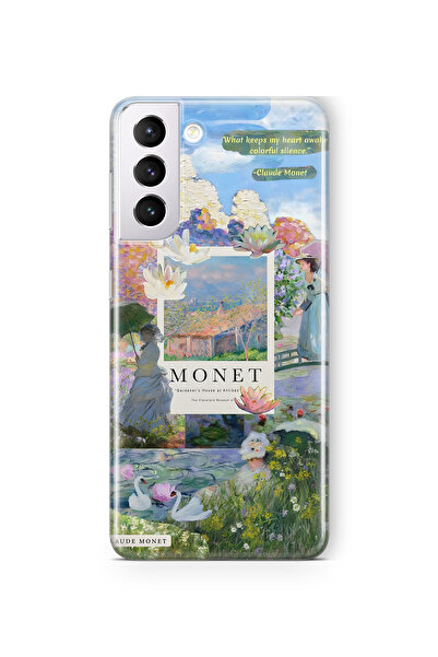 FLAMENKO حافظة هاتف سامسونج جالاكسي S22 مونيت كولاج شفافة منقوشة