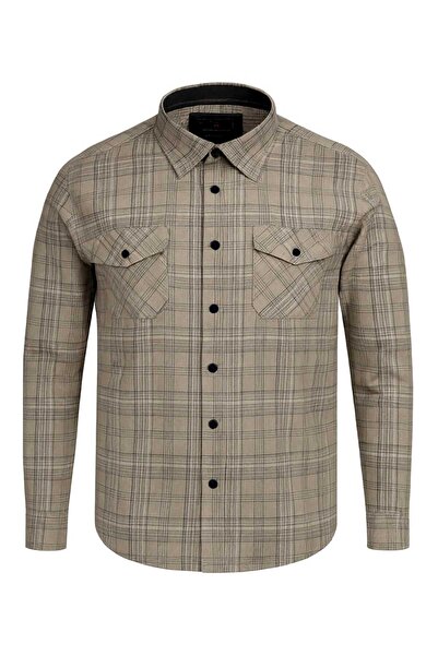 tambattal Πουκάμισο από βαμβακερή φανέλα μεγάλου μεγέθους με διπλή τσέπη (ευρύχωρο άνετο κορμάκι)