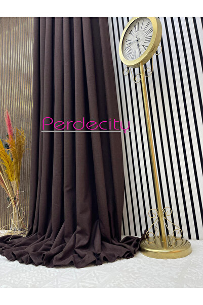 PERDECITY Естествен ленен завеса в бохемски стил с тъмно кафе фон 1x3 плътни плисета, не се изисква гладене, подходяща за всяка стая