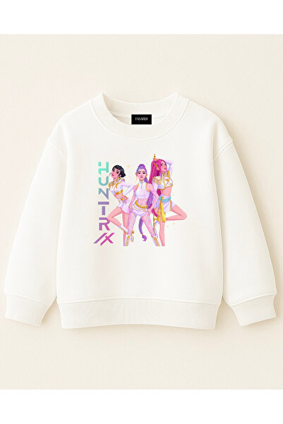 fasardi KPOP Demon Hunters Huntrix Zoey Rumi Mira cu imprimeu supradimensionat Hanorac cu mânecă lungă pentru fete, fără șarzi tricou