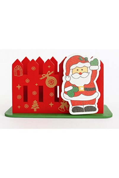 OEM Wooden Christmas napkin holder - Santa with gifts, 10.5 x 6 x 6 cm, Red/Green