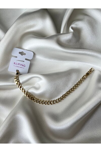 XUPING JEWELRY 14K Altın Kaplama Oval Taş Geçişli Bileklik