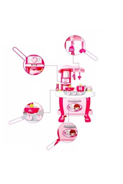 CREATIVE Toy Kitchen for Children 3+ Years with Sounds, Lights and 14 Accessories, Pink