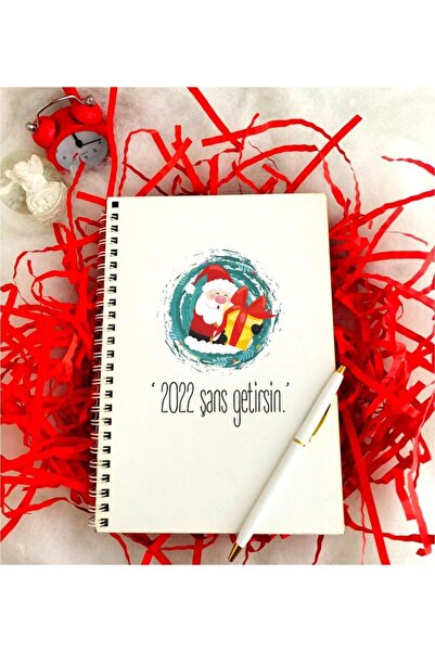 LİNOVERA New Year Wooden Happiness Wish Notebook Pencil Set