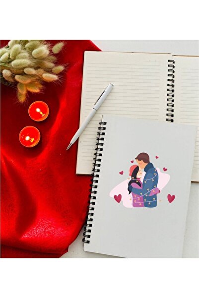 LİNOVERA Valentine's Day Cuddled Couple Notebook Pen Set