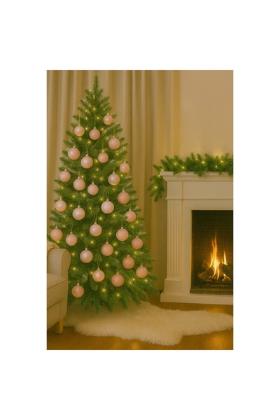 OEM Set of 9 Christmas baubles, 3 designs, Ø8 cm, silver/powder pink with glitter