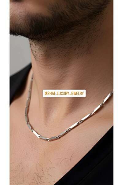 Shae Jewelry قلادة رجالية من الفولاذ المقاوم للصدأ طراز سلسلة كبريت بطول 60 سم