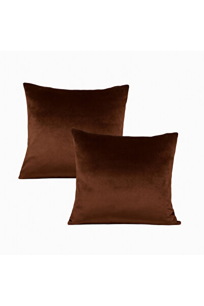 Puledro مجموعة من 2 غطاء وسادة مربع مزخرف مخملي ناعم مقاس 45 × 45 سم