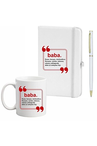 LİNOVERA Pencil Notebook Mug Set for Father's Day