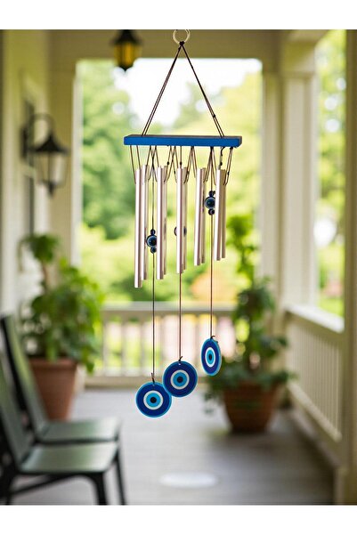 e-life shop Feng Shui Nazar Boncuğu Rüzgar Çanı Metal Kötü Göze Karşı Dış Mek...