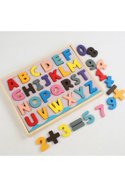 OEM Set Puzzle litere si cifre cu sortare și taviță | ZukiToys.ro