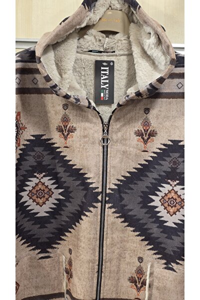 Park Moda Ethnic Pattern Inside Plush Coat