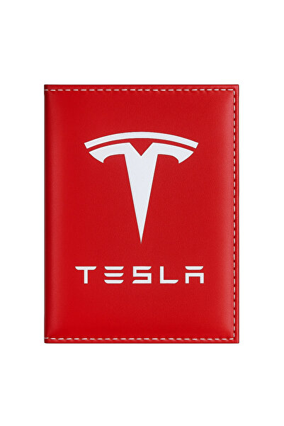 TKY Tasarımı Kendin Yap حافظة رخصة القيادة الجلدية بشعار تسلا - حافظة أنيقة ل...