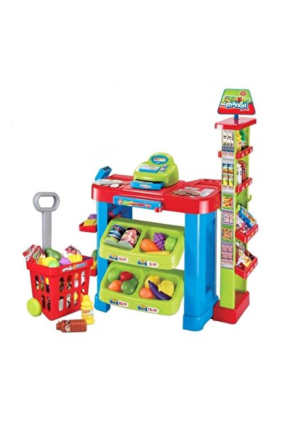 Rovo Supermarket de jucării pentru copii 3 ani+, 33 de piese, 80x38x60cm, mul...