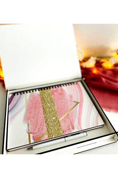 LİNOVERA Wooden Notebook Pen Set with Wooden Box - Pink1