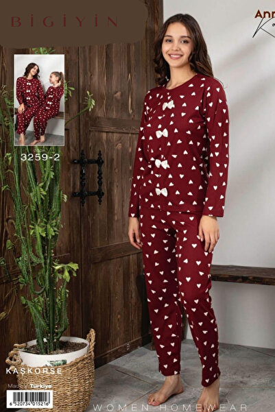 bigiyin Ribbed Knit Children's Pajama Set Women's Pajama Set Mother & Daughter Pajama Set