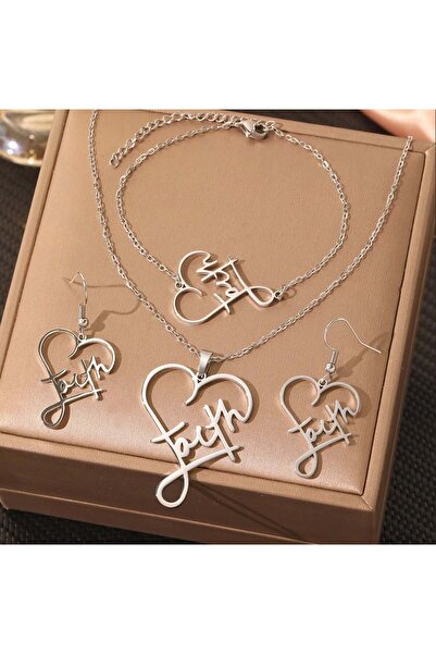 KEVSA Jewelry Set colier, brățară și cercei din oțel inoxidabil – Faith - LPD...
