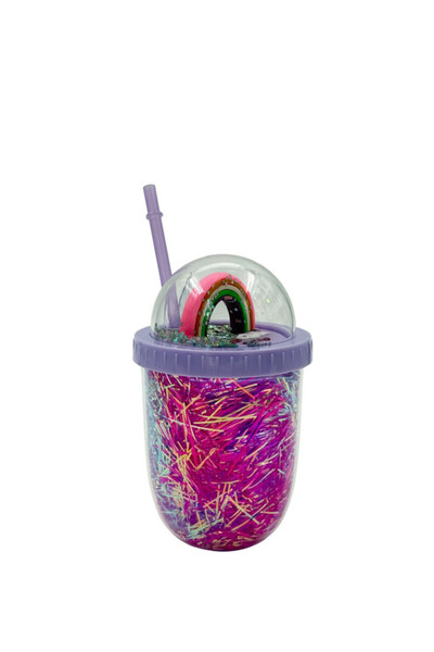 B&D Plastic Cup with Straw and Lid , Purple Color