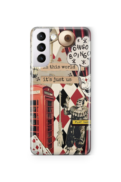 FLAMENKO حافظة هاتف شفافة بنمط مهرج متوافقة مع هاتف سامسونج جالاكسي S22