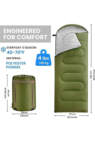 GENERAL كيس نوم كبير للبالغين للطقس البارد -20 درجة مئوية وكيس نوم كبير وحقيب...