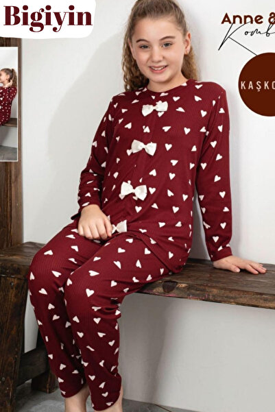 bigiyin Ribbed Knit Children's Pajama Set Women's Pajama Set Mother & Daughter Pajama Set