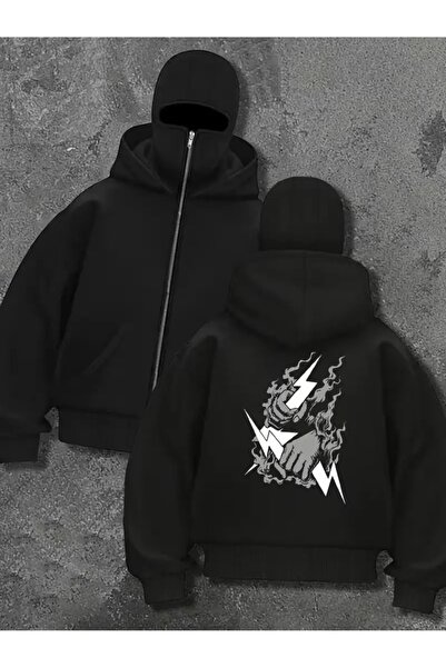 LOTS MODA Φούτερ Ninja Unisex με μάσκα χιονιού Ζακέτα με 2 νήματα χοντρό φλις