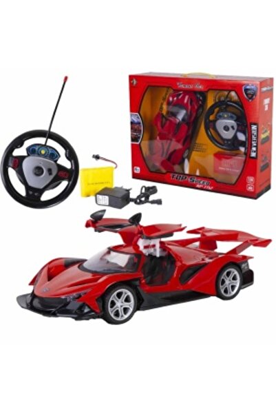 CREATIVE Remote Control Racing Car with Steering Wheel, Rechargeable Batteries, for Children 6+, Red, 35 cm