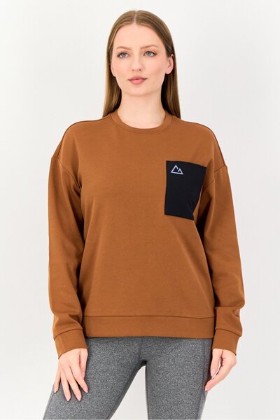 Giordano x G Motion Women Sportswear Fit Long Sleeves Outdoor Sweatshirt, Brown